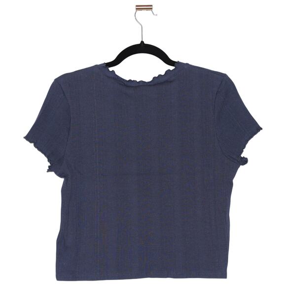 Topshop Nordstrom Ribbed Lettuce Trim Tee Size 14 - Picture 2 of 5